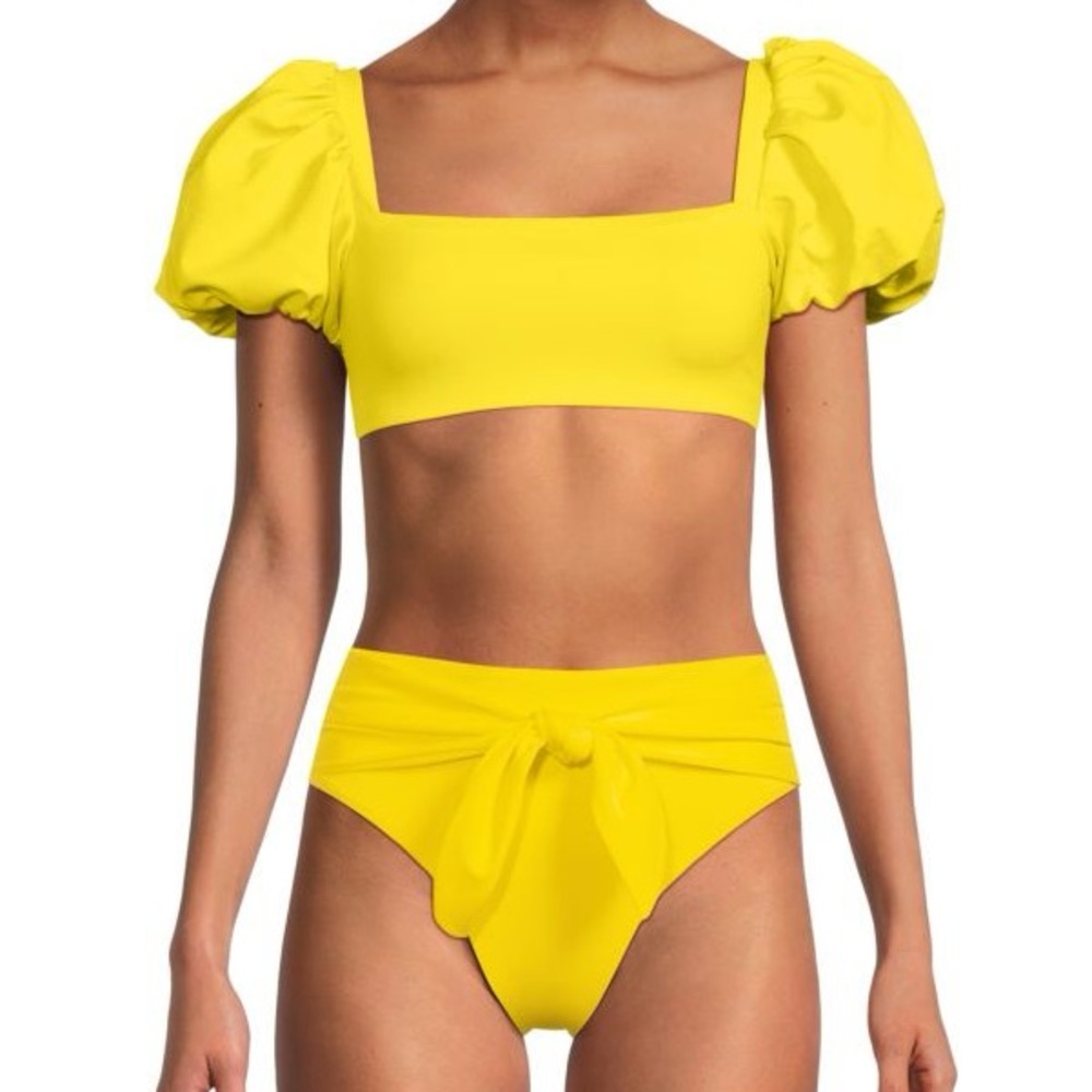 AGUA BENDITA Calista Bikini Yellow high waist puff sleeve Bikini Set large